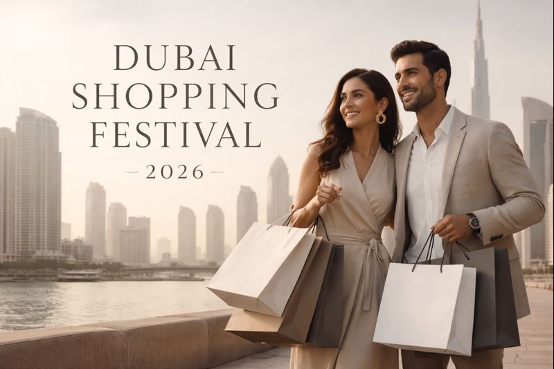 a couple standing in dubai shopping festival